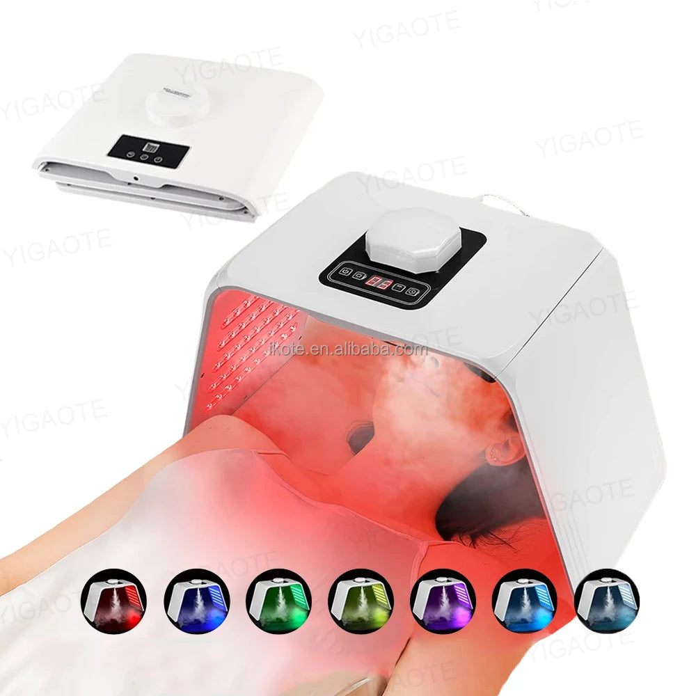 Foldable Anti-Aging Nano Spray Moisturizing Face 7 Colors Led Light Therapy Machine for Skin Repair