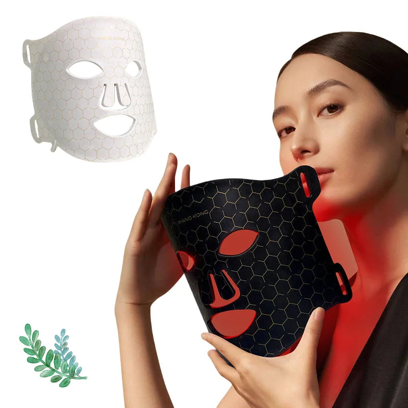 FSilicone LED Face Mask and Neck Red Photon Light Therapy Skin Rejuvenation Anti-Aging LED Facial Masks