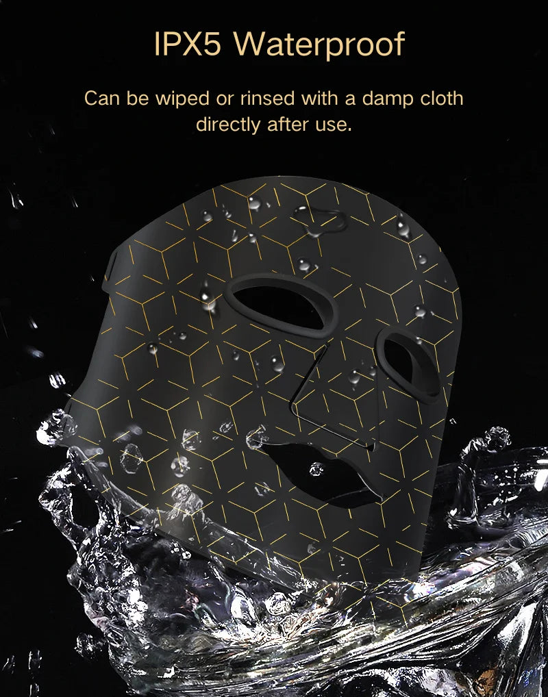 FSilicone LED Face Mask and Neck Red Photon Light Therapy Skin Rejuvenation Anti-Aging LED Facial Masks