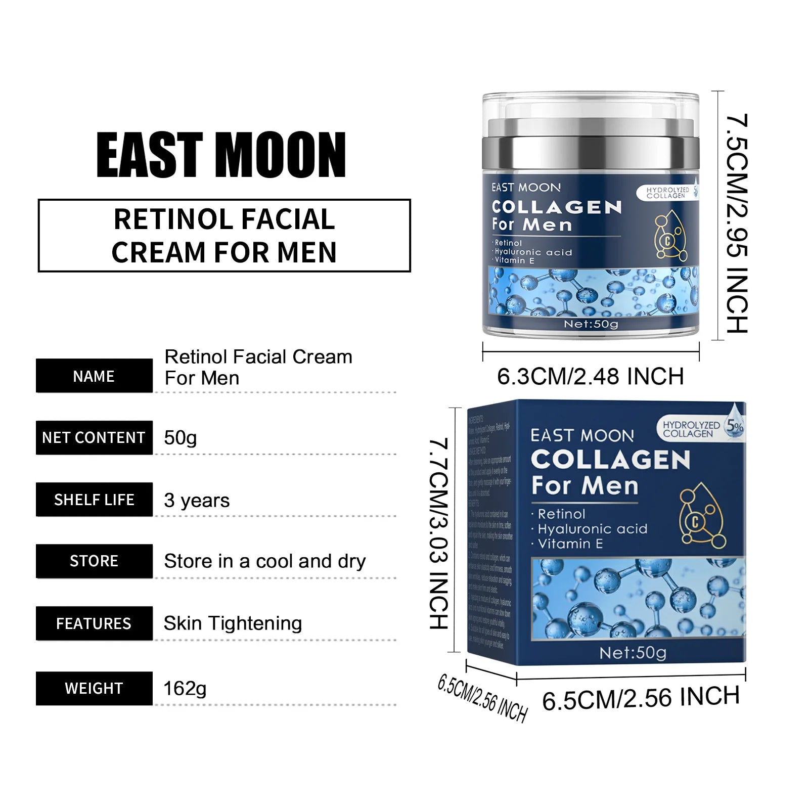 Retinol Face Cream for Men Face Firming Lifting Neck Fade Fine Lines Anti Puffiness Moisturizing Nourishing Facial Skin Product