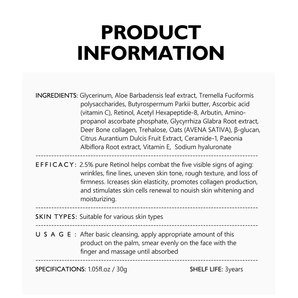 Retinol & Vitamin C Facial Skin Care Products Set Face Cream Eye Serum Face Essence Reduce Dark Circles Anti Aging Nourish Skin