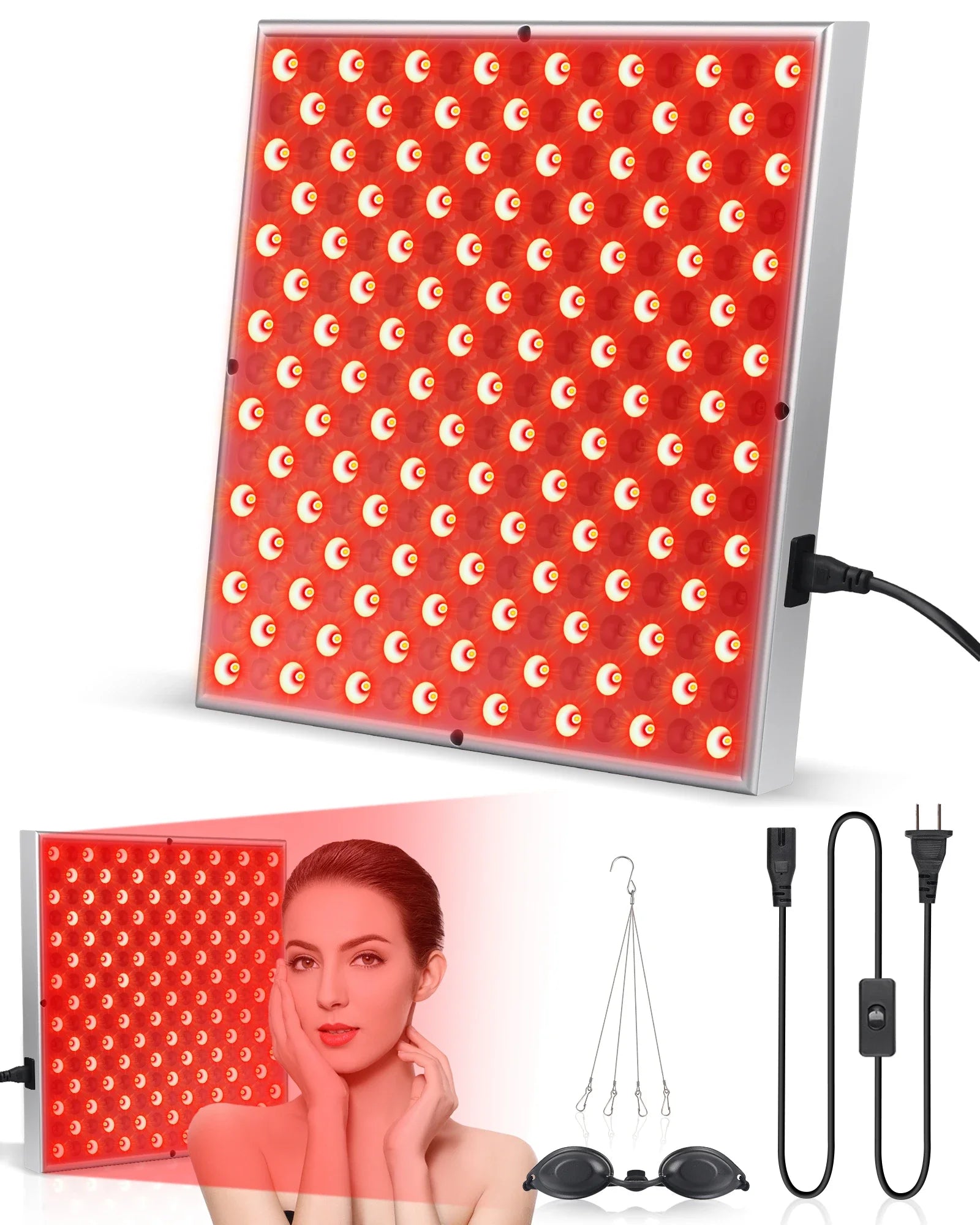 45W LED Red Light Therapy Panel Lamp for Facial Anti Aging Skin Care Beauty 225 LED Light Body Pain Relief Physical Therapy