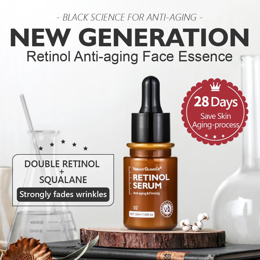 Retinol & Vitamin C Facial Skin Care Products Set Face Cream Eye Serum Face Essence Reduce Dark Circles Anti Aging Nourish Skin