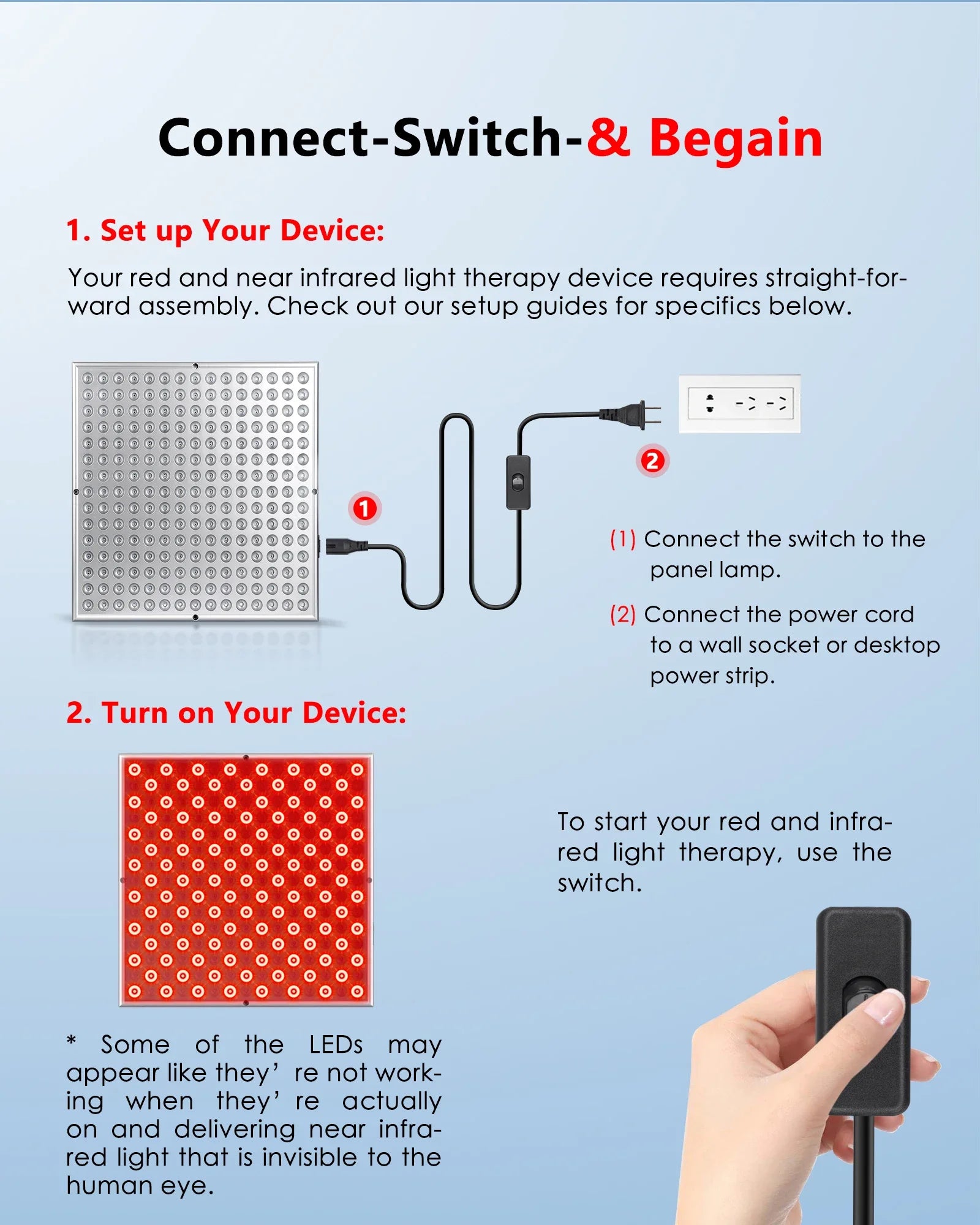 45W LED Red Light Therapy Panel Lamp for Facial Anti Aging Skin Care Beauty 225 LED Light Body Pain Relief Physical Therapy